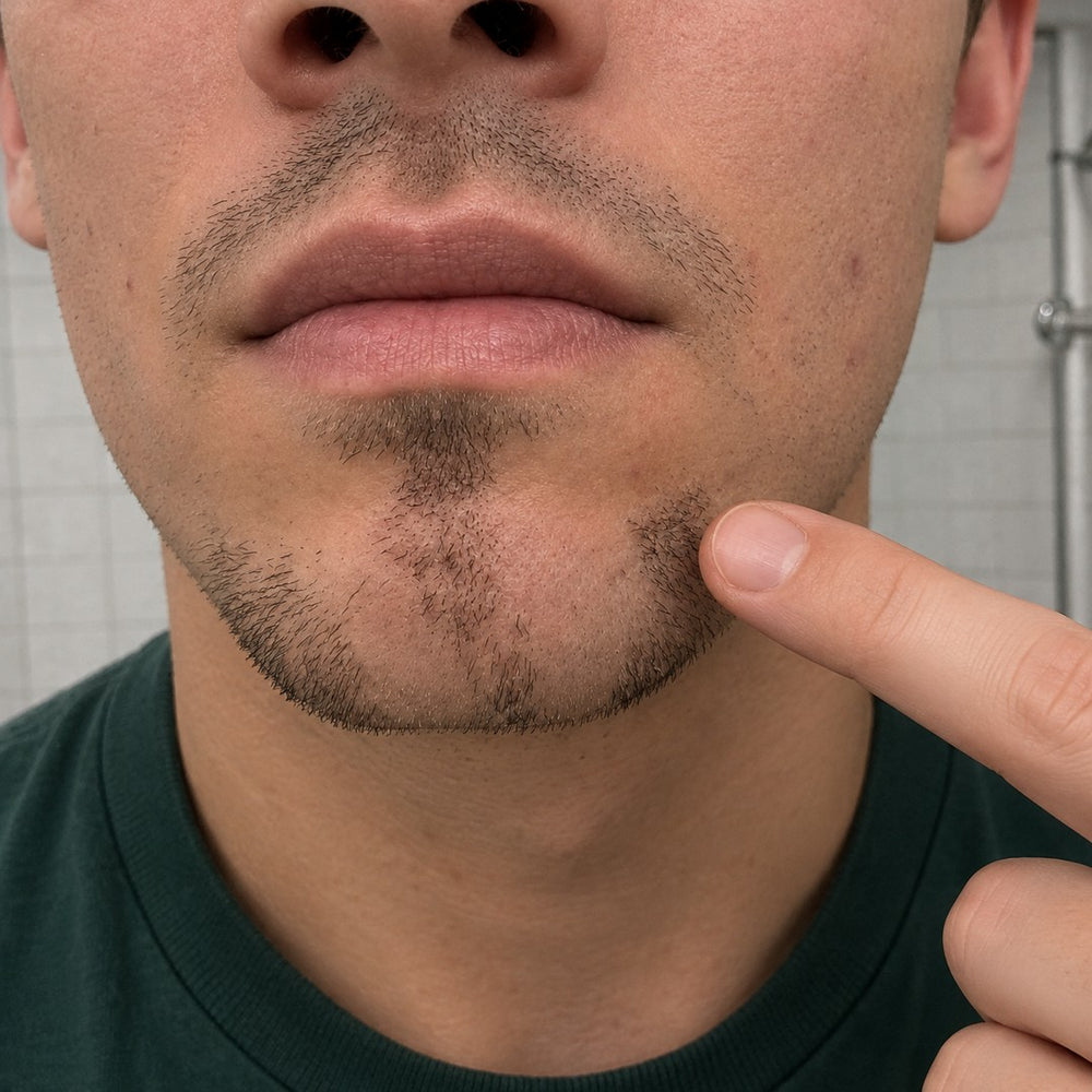 A goatee with gaps in it